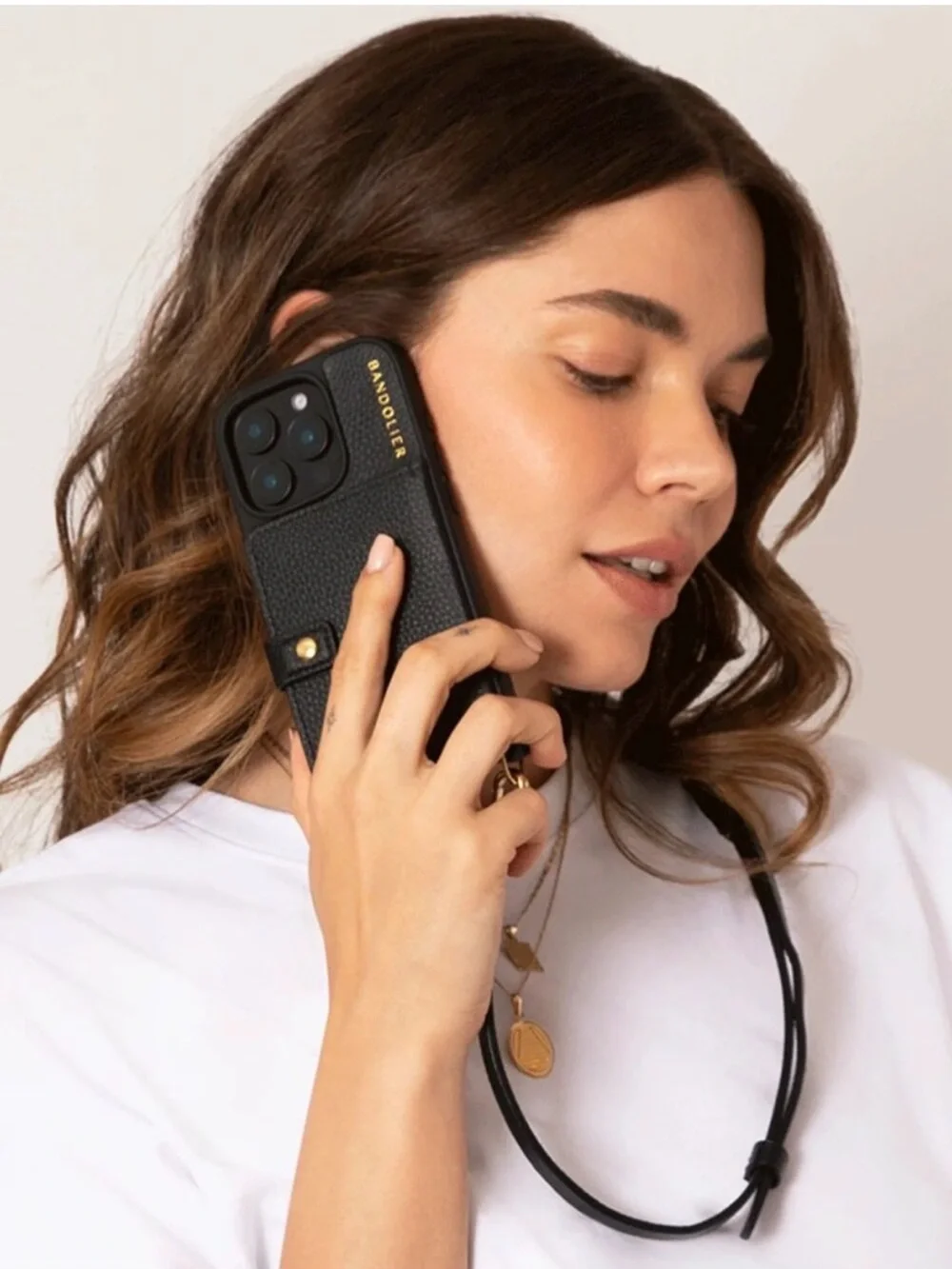Bandolier Mila MagSafe Crossbody Phone Case in Black/Gold iPhone 15 Pro